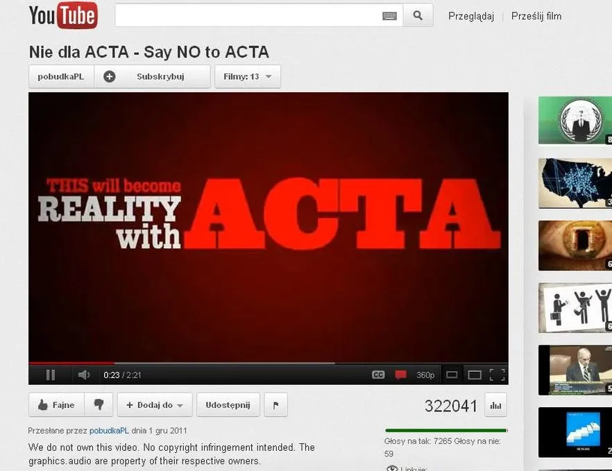 Internetowy sprzeciw wobec ACTA