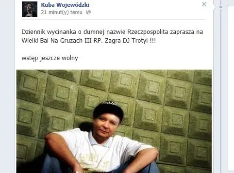 DJ Trotyl z twarzą Kaczyńskiego na profilu Kuby Wojewódzkiego