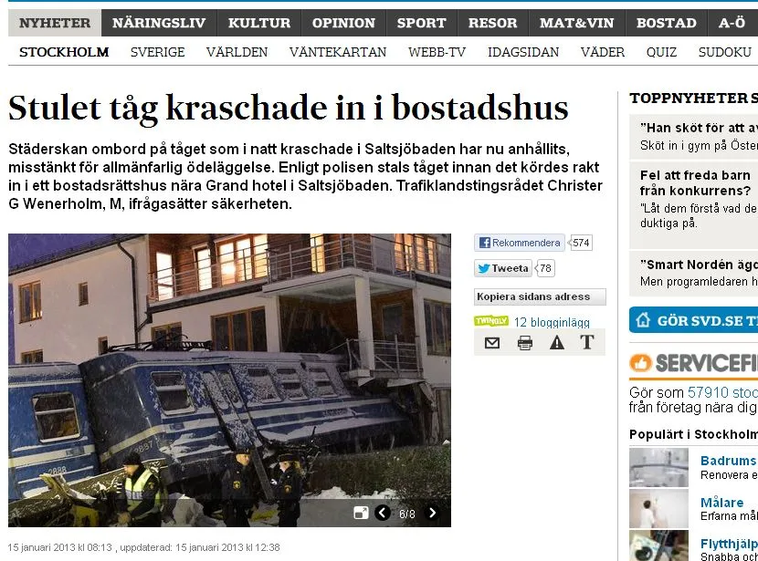 Screen ze strony "Svenska Dagbladet"