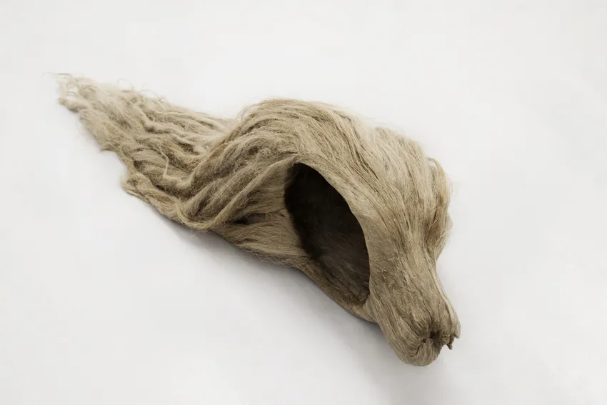 Warkocz, rzeźba, włókno roślinne, plastic, 25 x 30 x 80 cm, 2010, fot. Piotr Żyliński