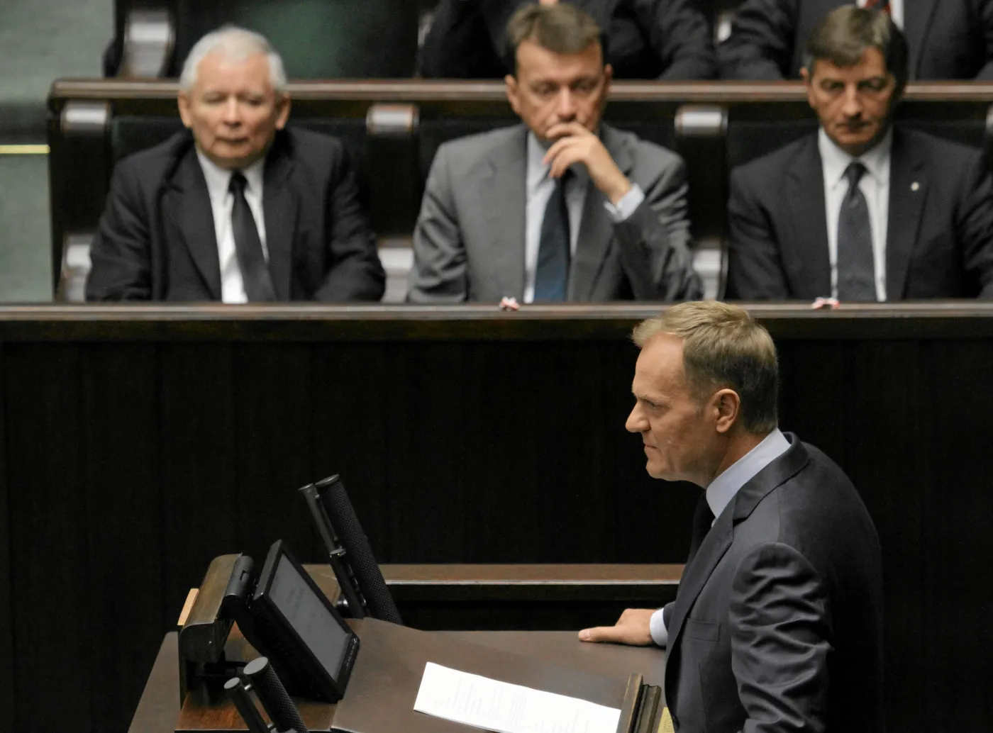 Jarosław Kaczyński i Donald Tusk w Sejmie