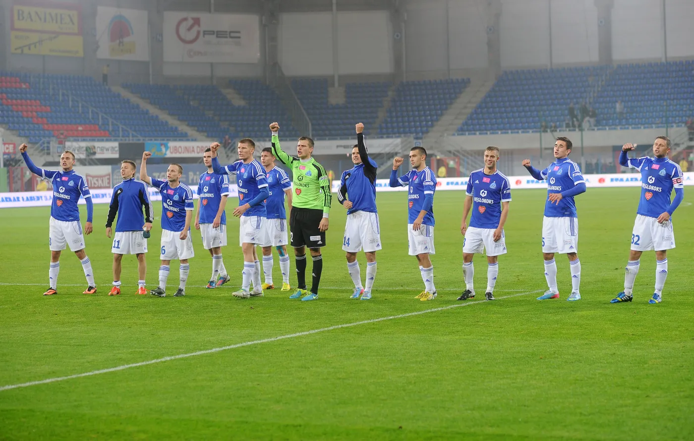 Radość Ruchu po meczu z Piastem