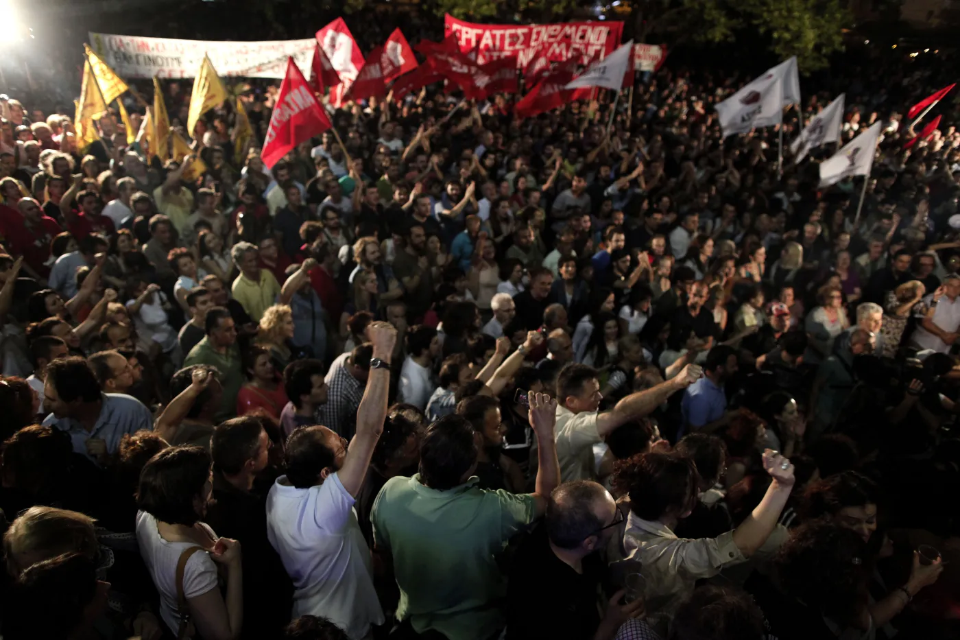 Protest przed siedzibą greckiej telewizji