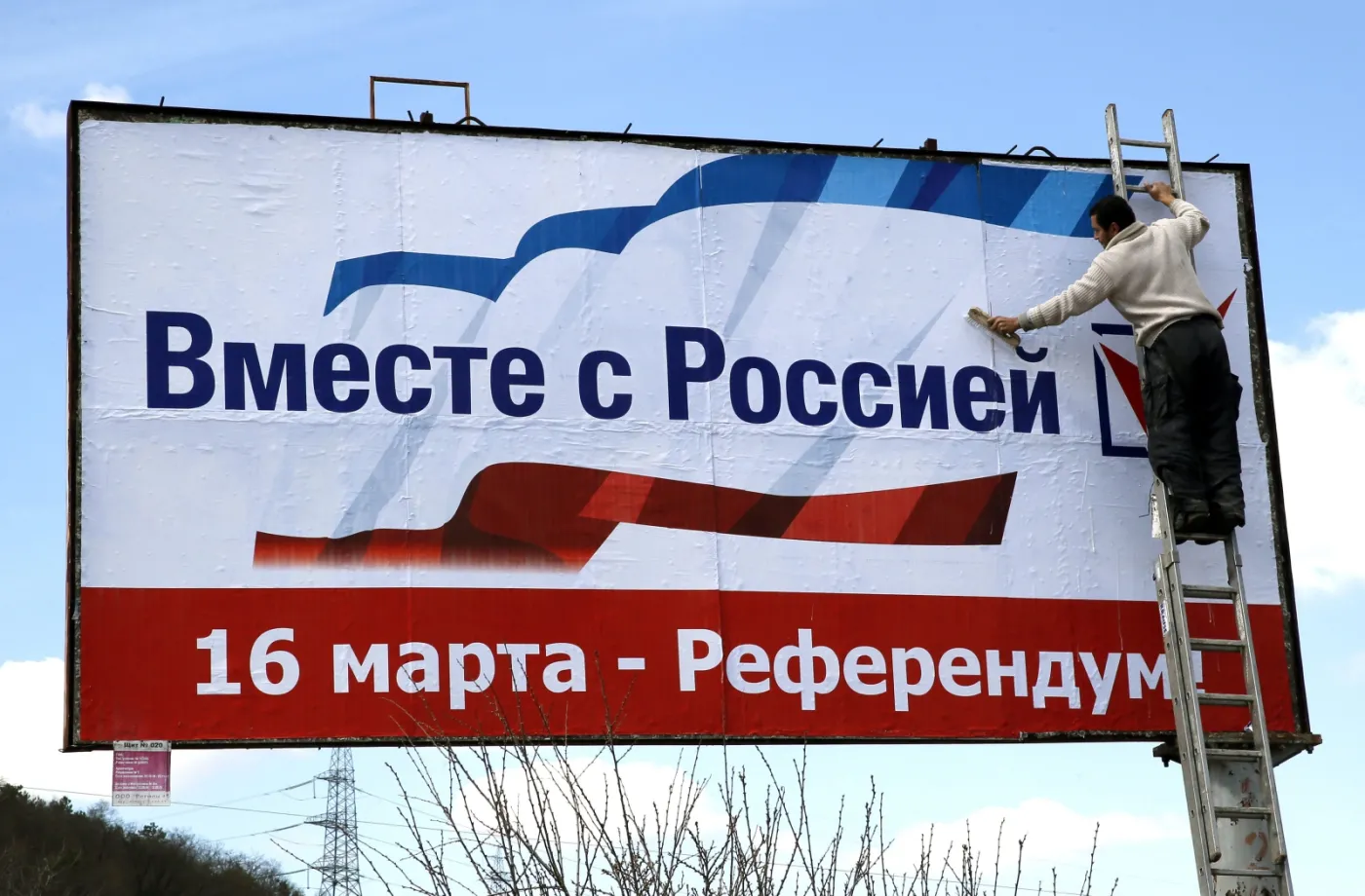 Plakat nawołujący do głosowania za oderwaniem Krymu od Ukrainy