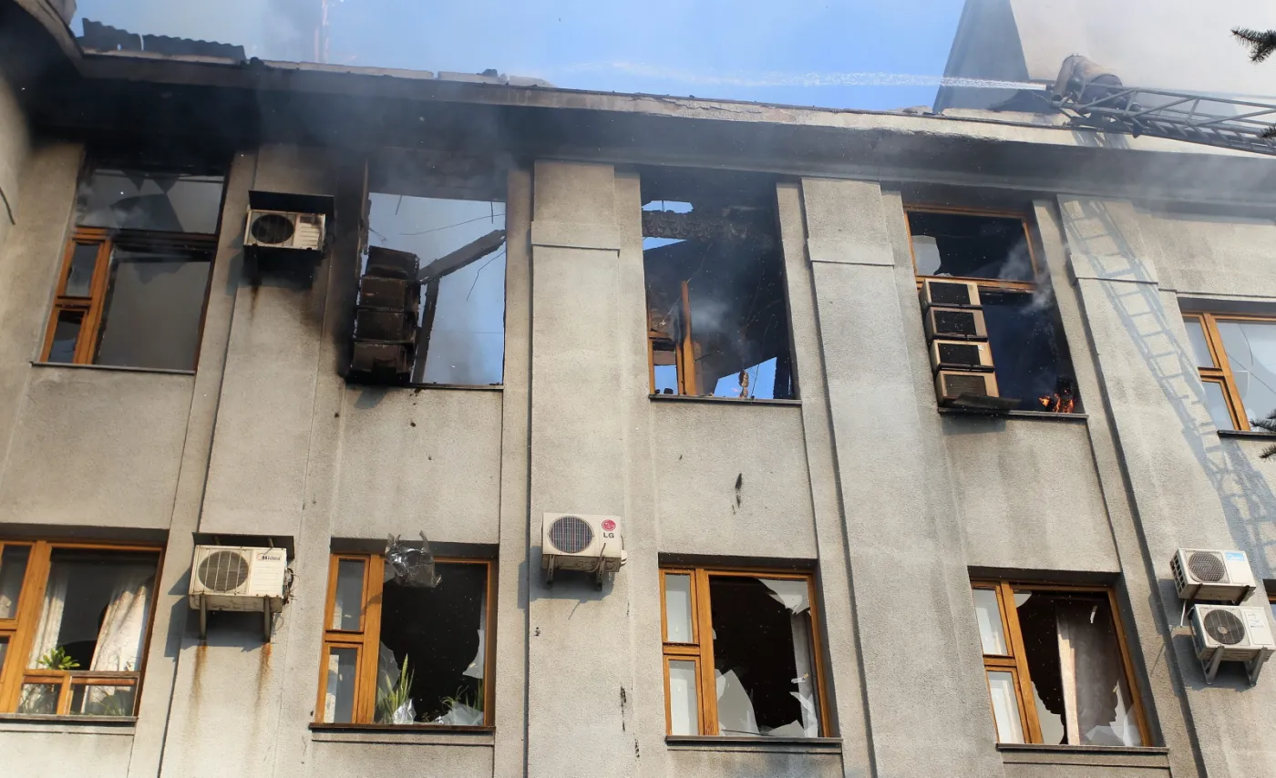 Zniszczony budynek w mieście Gorłówka