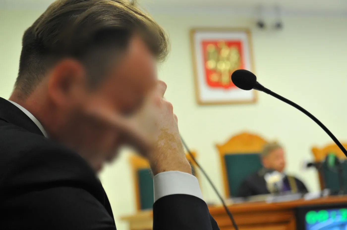 Marcin K. na sali sądowej w Koszalinie