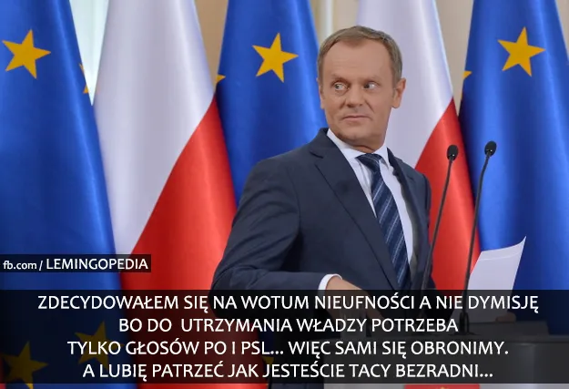 Tusk do opozycji: Lubię patrzeć, jak jesteście bezradni [MEMY]
