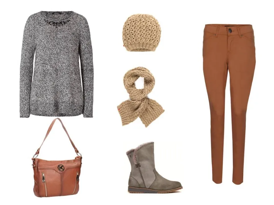 TOP SECRET,spodnie, AW 2014/15  OLSEN, sweter, AW 2014/15, 349 zł  BIG STAR, szalik, AW 2014/15  BIG STAR, czapka, AW 2014/15  EMU AUSTRALIA, buty, AW2014/2015, 629zł  KAZAR, torebka, A/W 2014/15