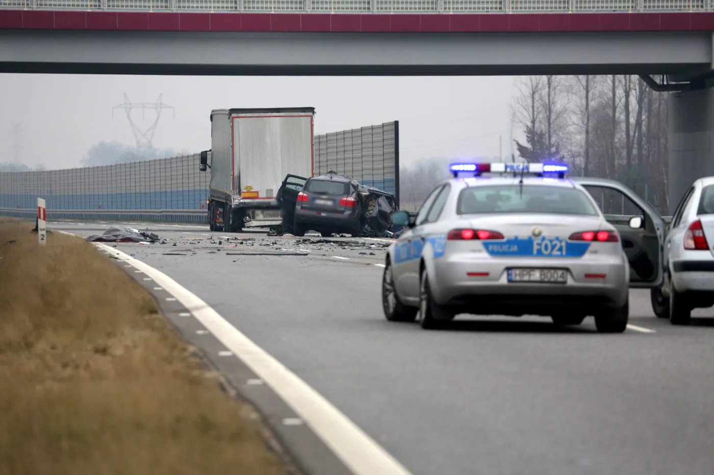 Miejsce wypadku, do którego doszło na autostradzie A2 między Strykowem a Łowiczem