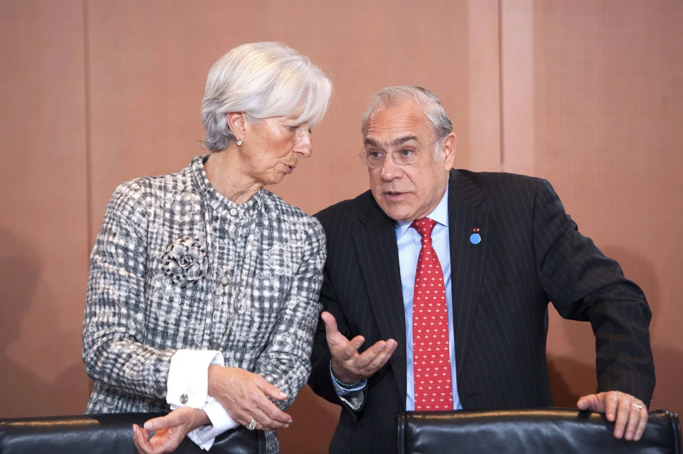 Christine Lagarde szefowa MFW i Jose Angel Gurria, szef OECD