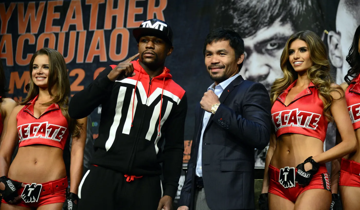 Manny Pacquiao i Floyd Mayweather stanęli twarzą w twarz. ZDJĘCIA
