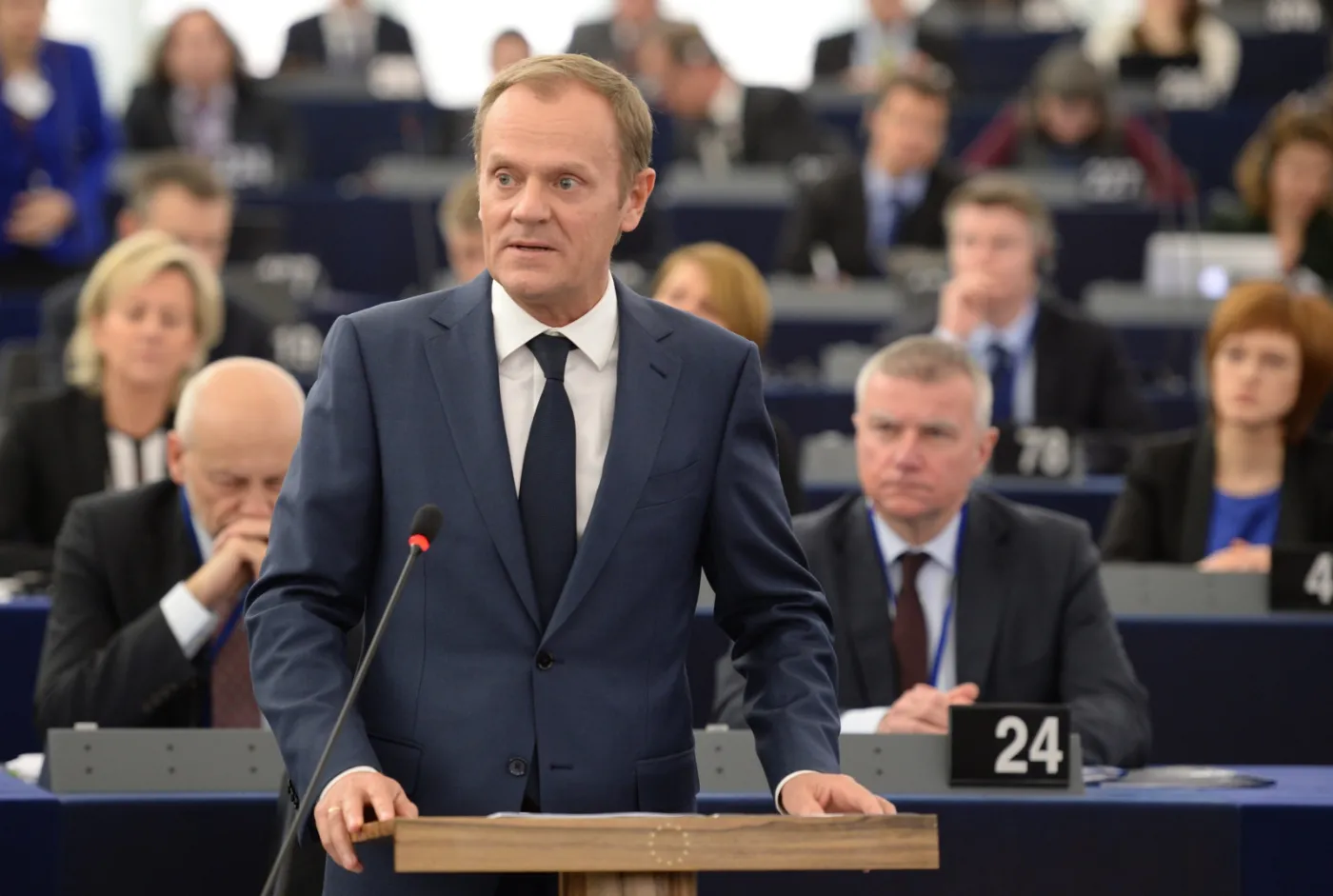 Donald Tusk podczas wystąpienia w PE