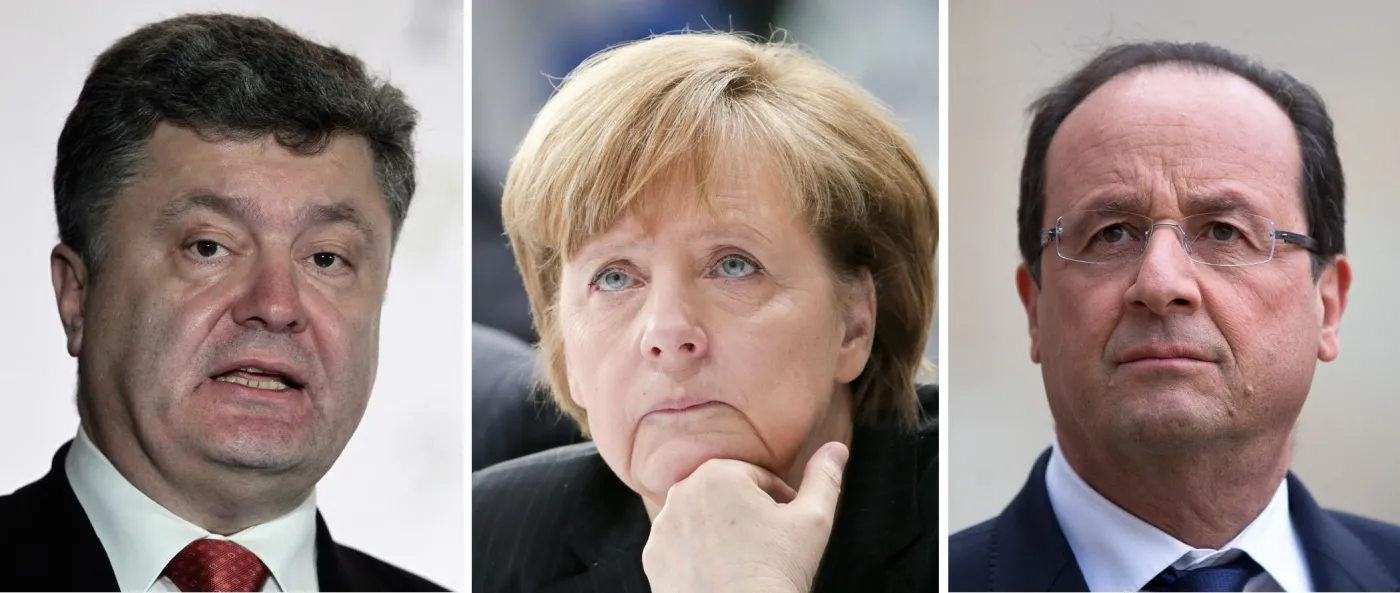 Petro Poroszenko, Angela Merkel i Francois Hollande