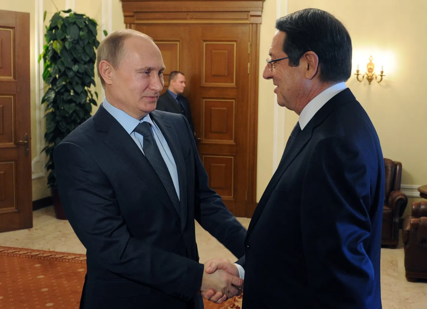 Władimir Putin i prezydent Cypru, Nikos Anastasiades