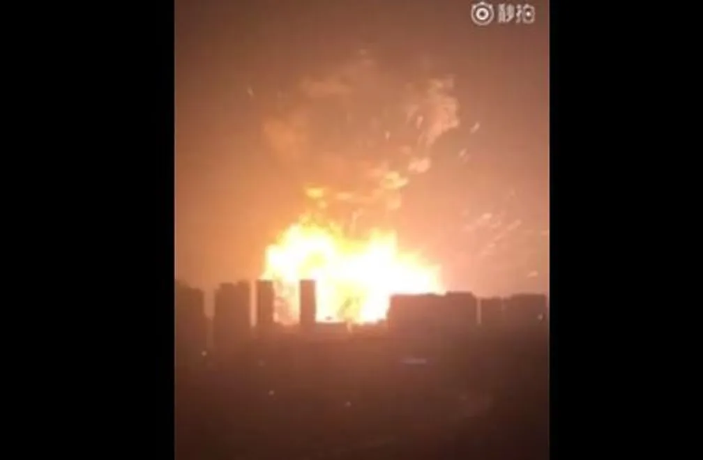 Wybuch w mieście Tiencin w Chinach