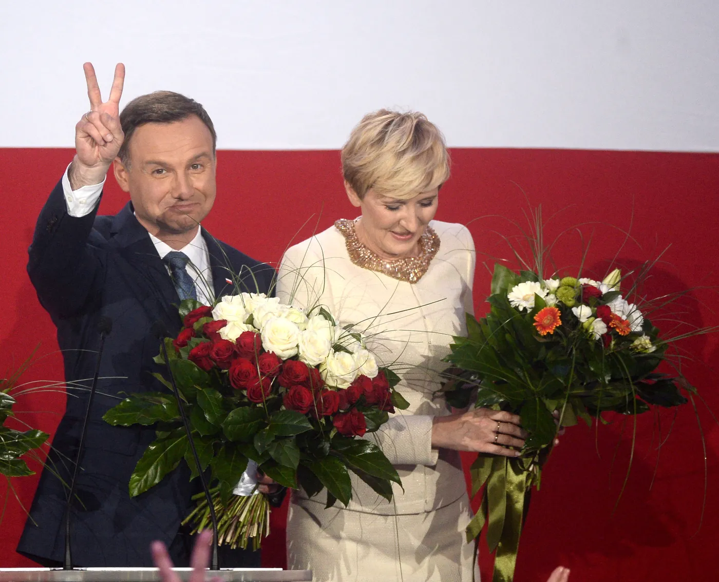 Andrzej Duda i jego żona Agata w sztabie wyborczym