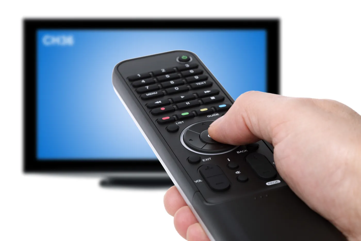 Pilot od TV i ekran telewizora