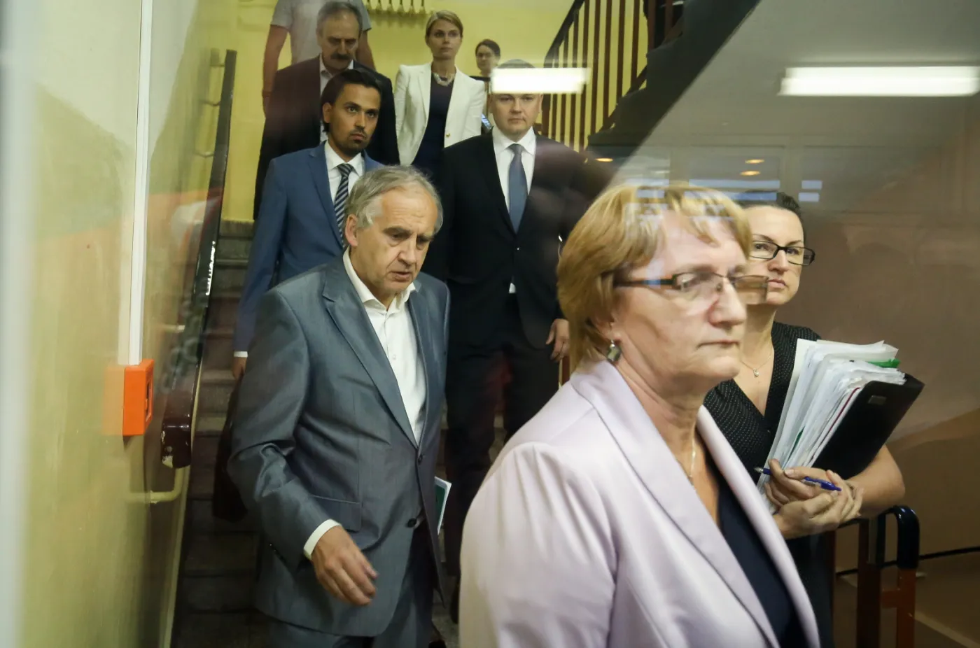 Minister zdrowia Marian Zembala i dyrektor szpitala w Wyszkowie Cecylia Domżała po zakończeniu rozmów