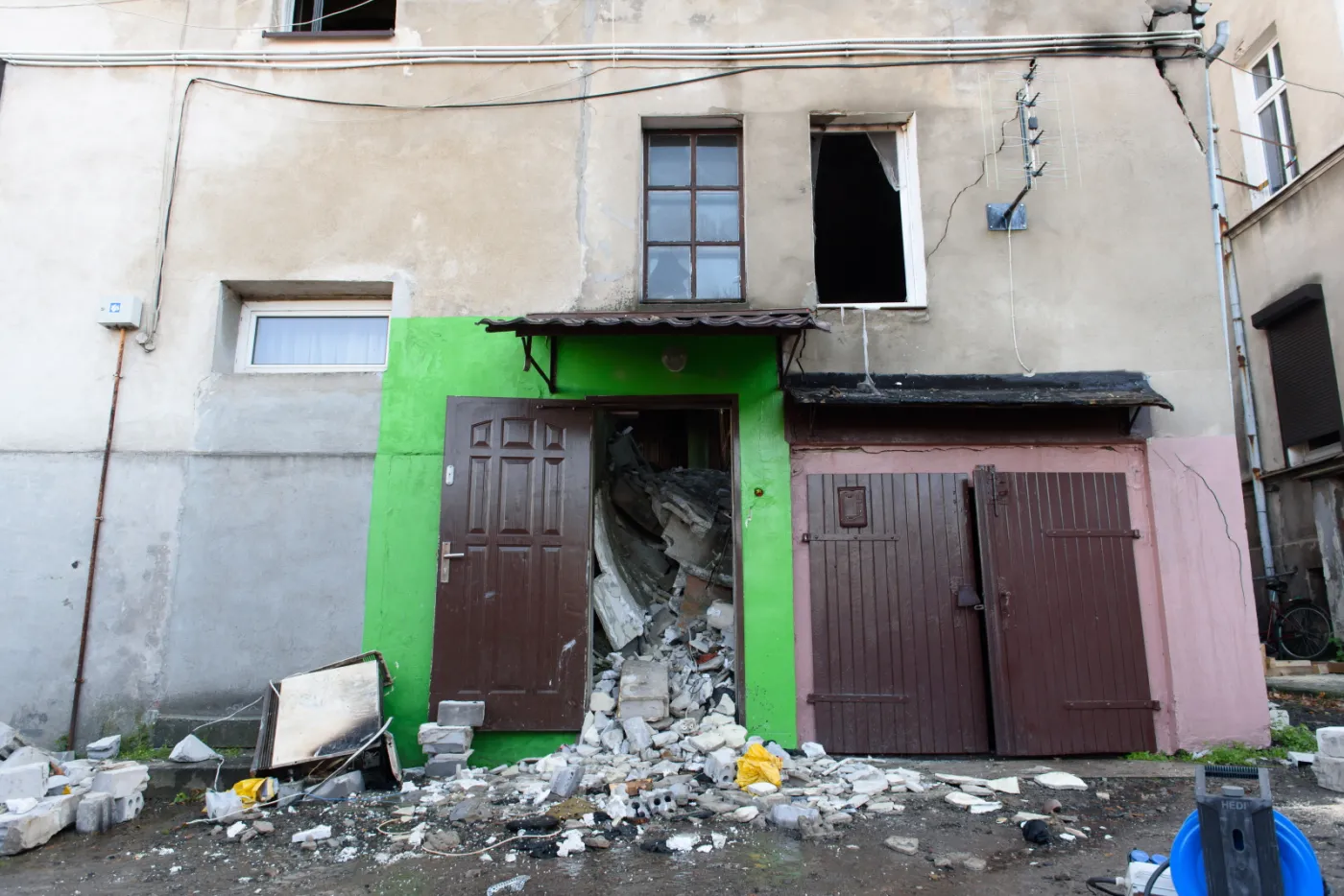 Miejsce wybuchu gazu w Pniewach