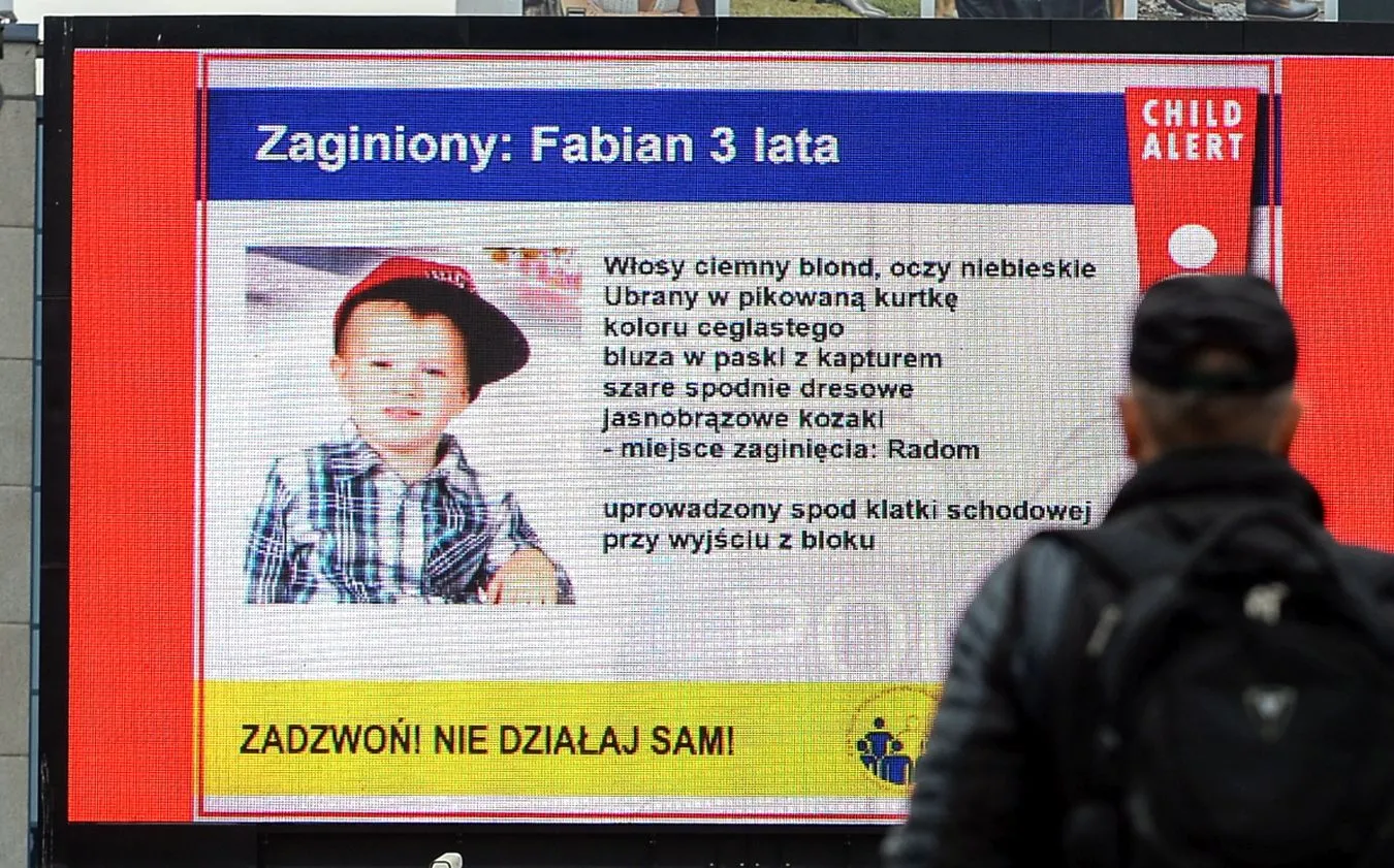 Informacja z systemu Child Alert o zaginięciu 3-letniego Fabiana