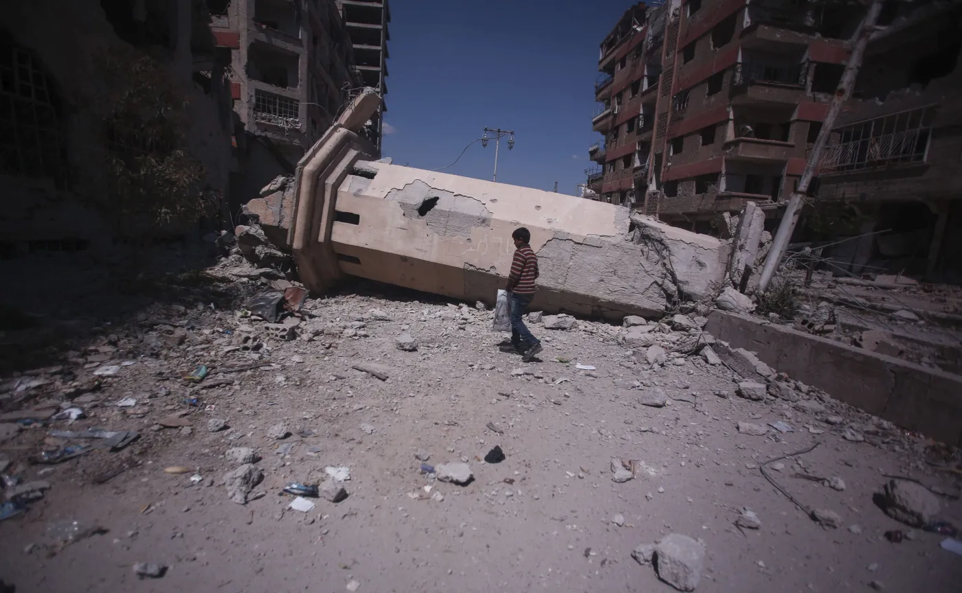 Zbombardowane przedmieścia Damaszku