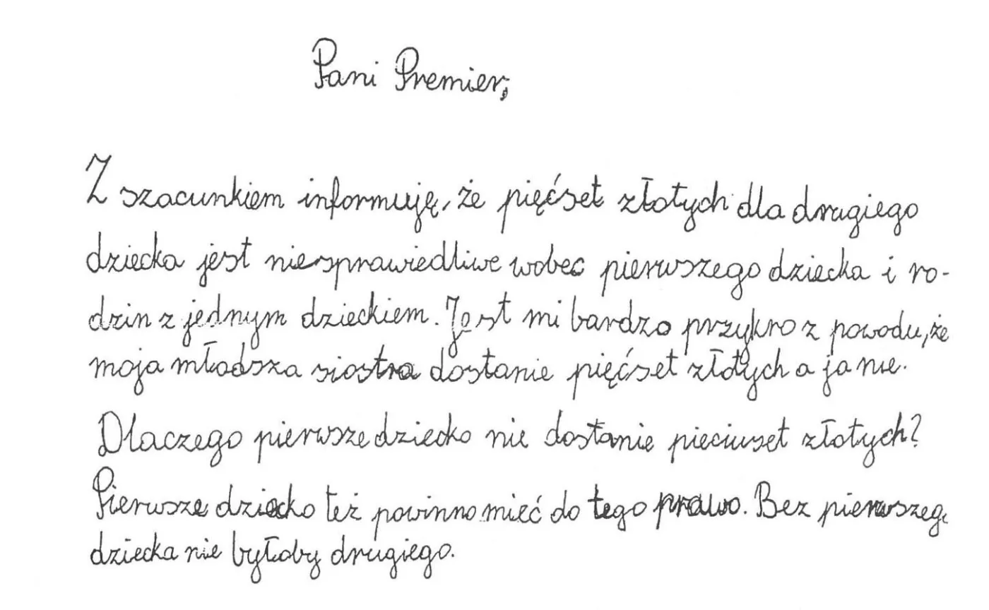 9-letnia Julia z Mikołowa pisze list do premier Beaty Szydło. Chodzi o 500 złotych na dziecko