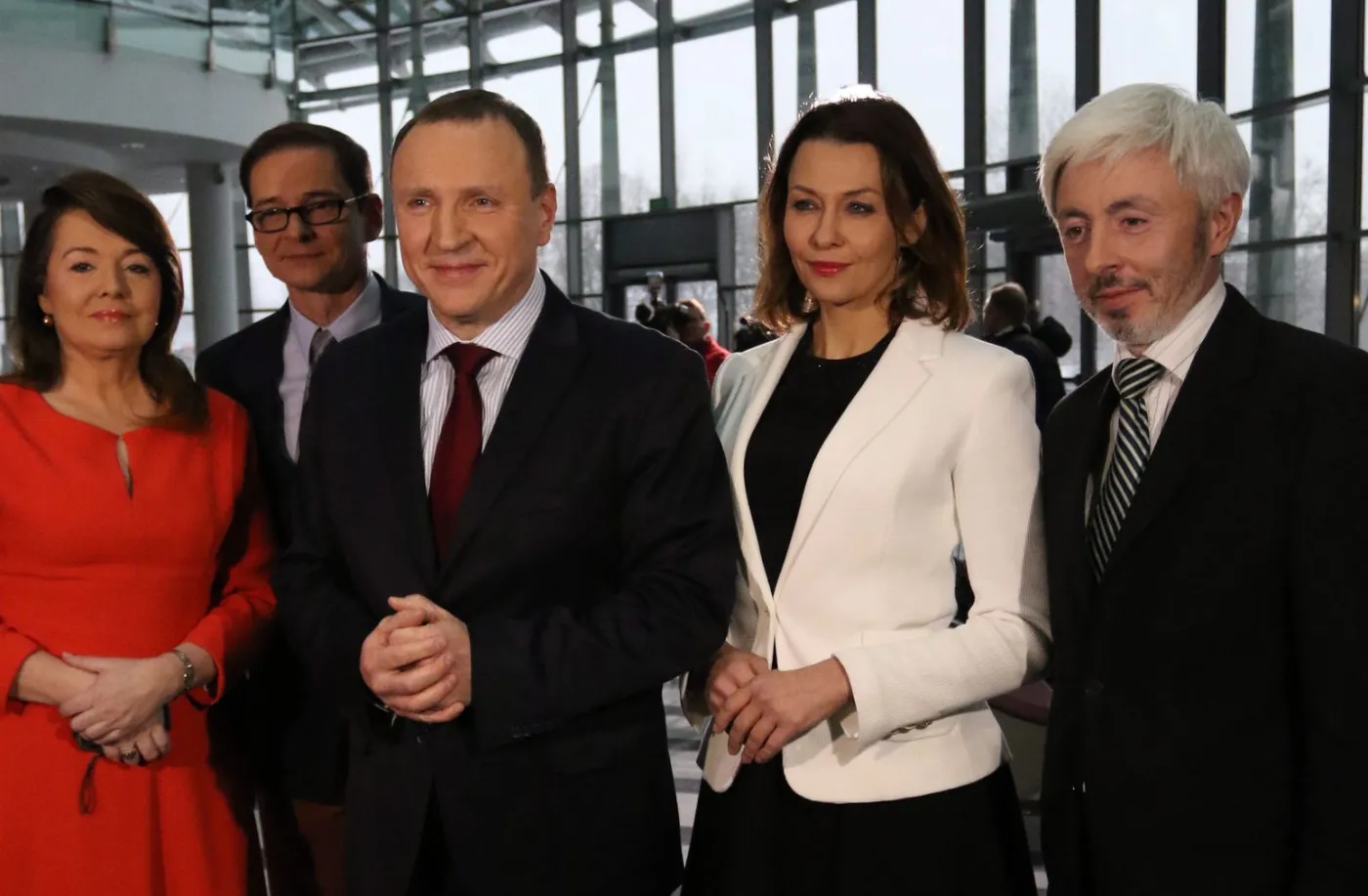 Danuta Holecka, Przemyslaw Babiarz, prezes Jacek Kurski, Anna Popek, Maciej Stanecki