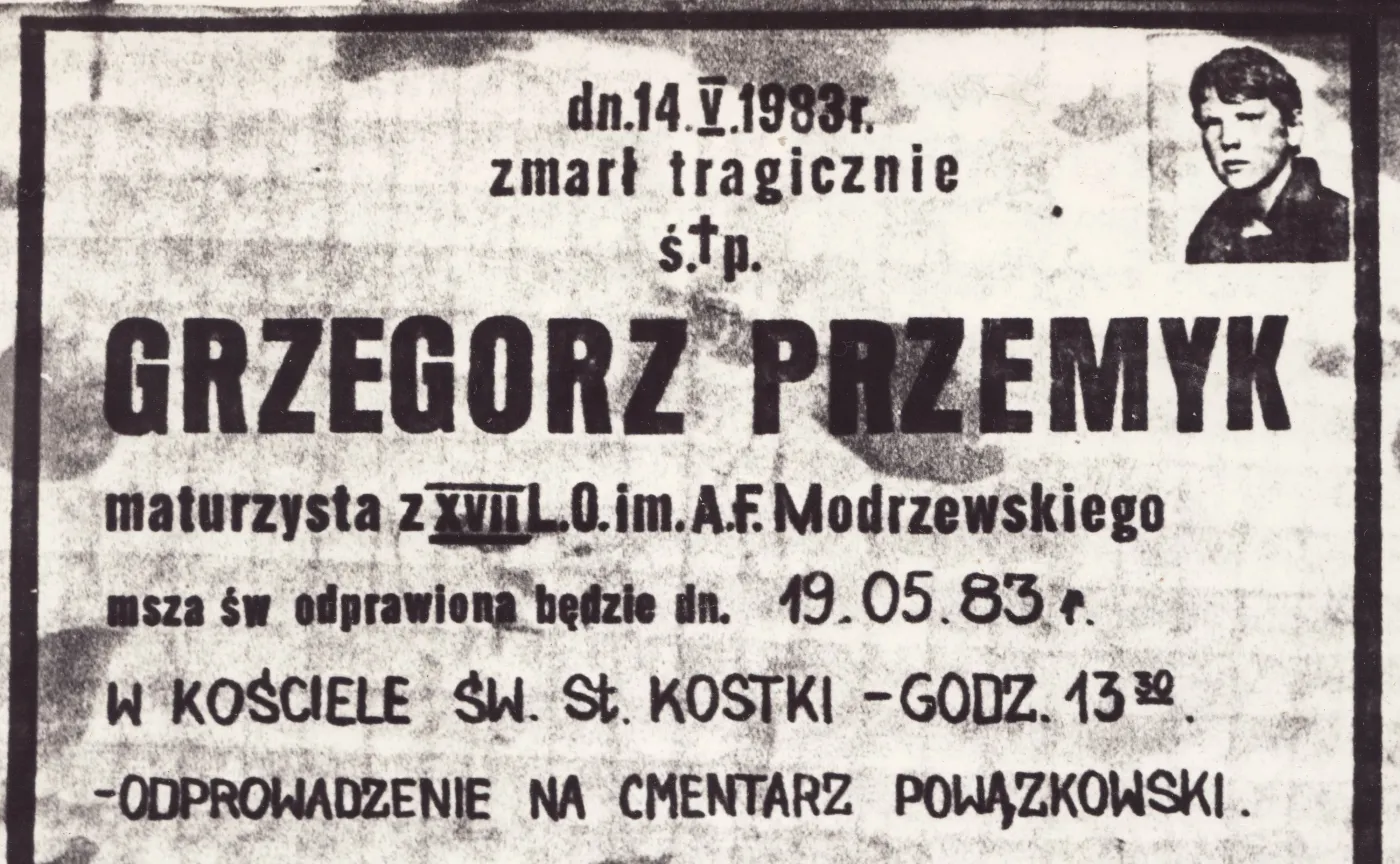 Klepsydra Grzegorza Przemyka (fot. autor nieznany)