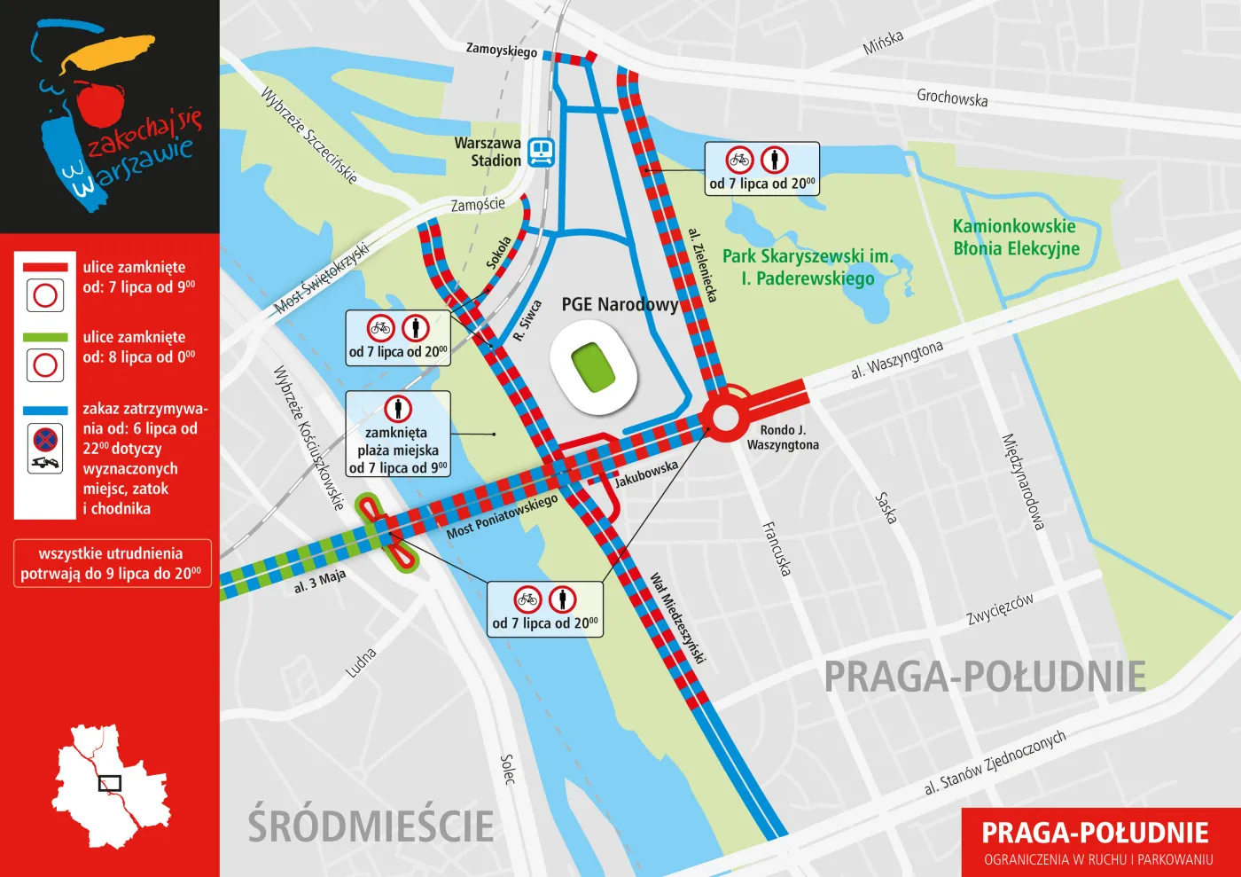 Plan ograniczeń w czasie szczytu NATO - Warszawa Praga-Południe