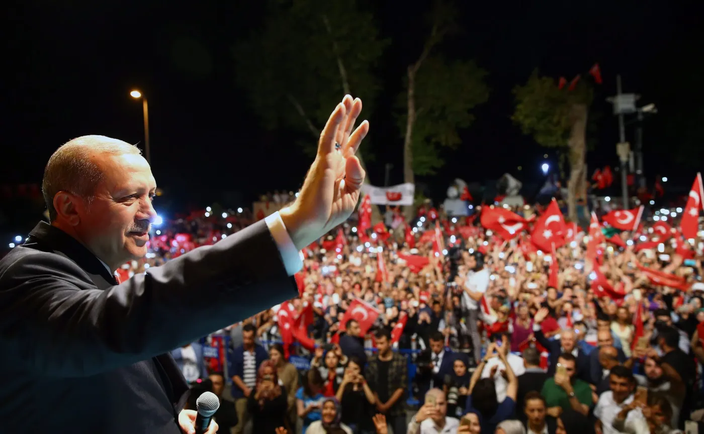 Prezydent Tayyip Recep Erdogan na wiecu 