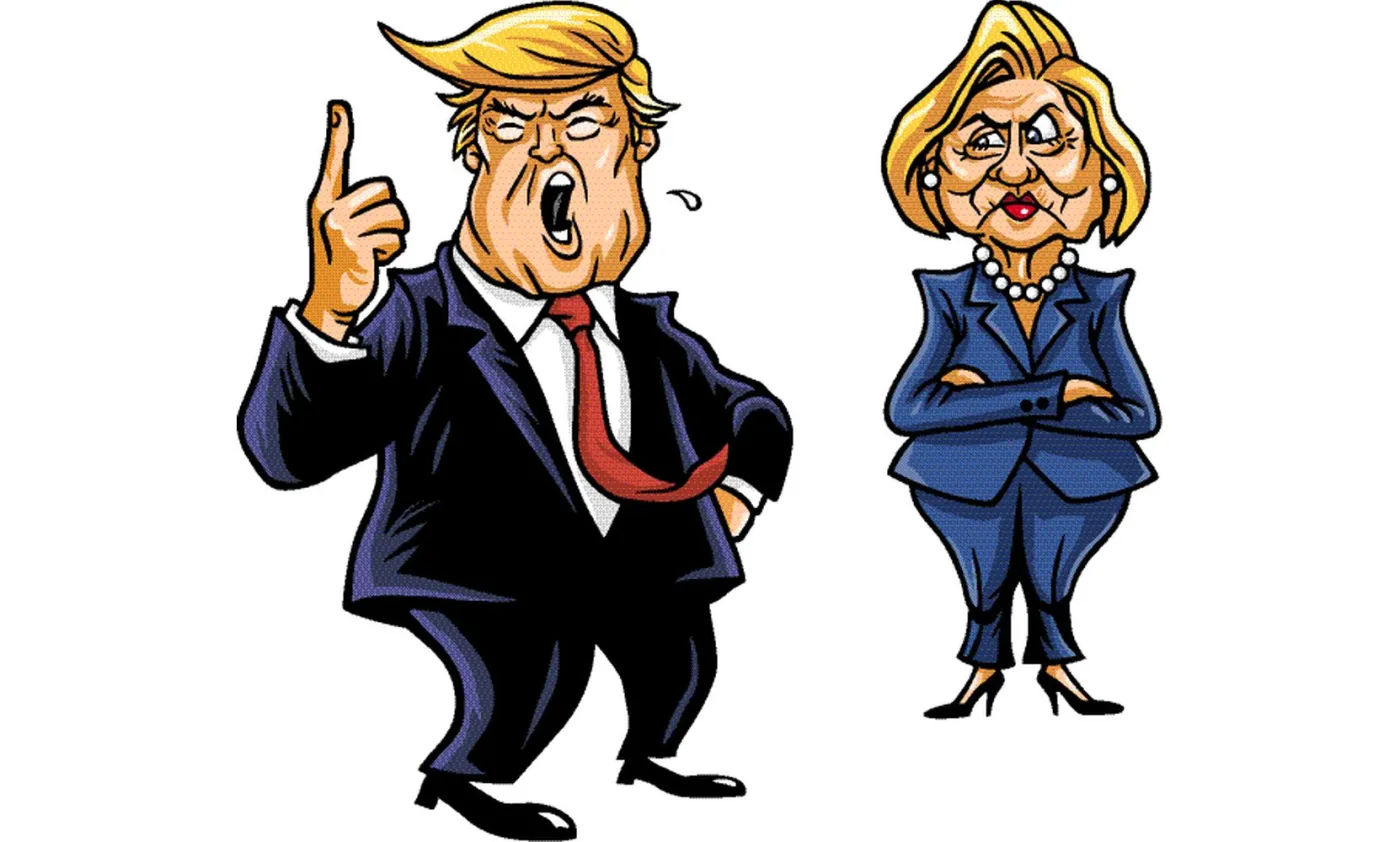 Donald Trump i Hillary Clinton w karykaturze