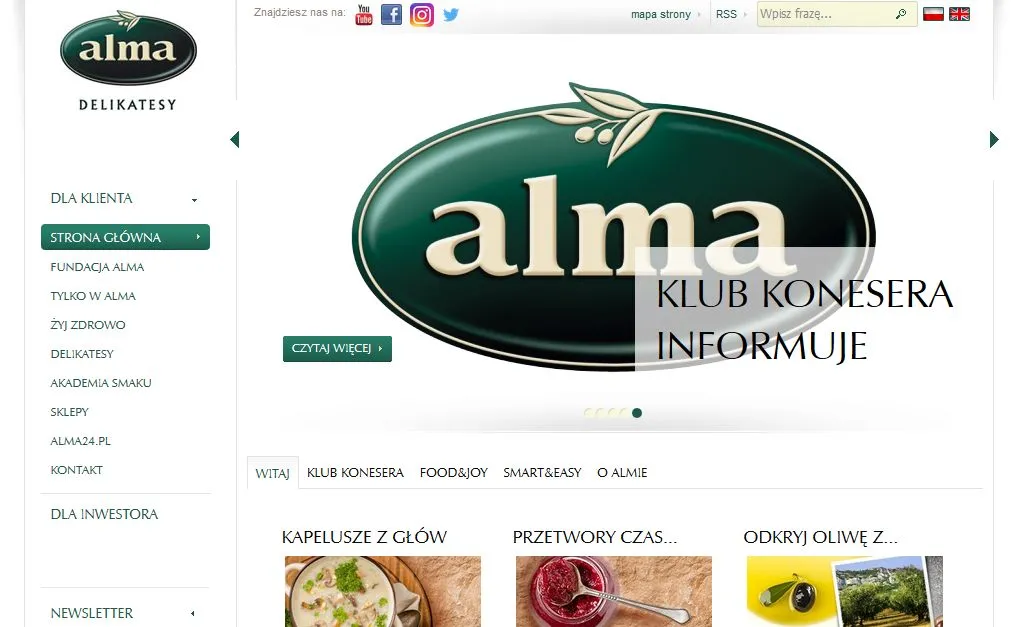 Strona internetowa sklepów Alma