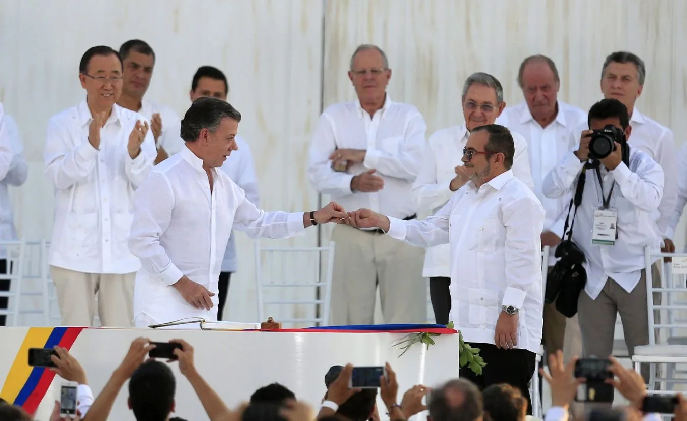 Prezydent Kolumbii i lider FARC