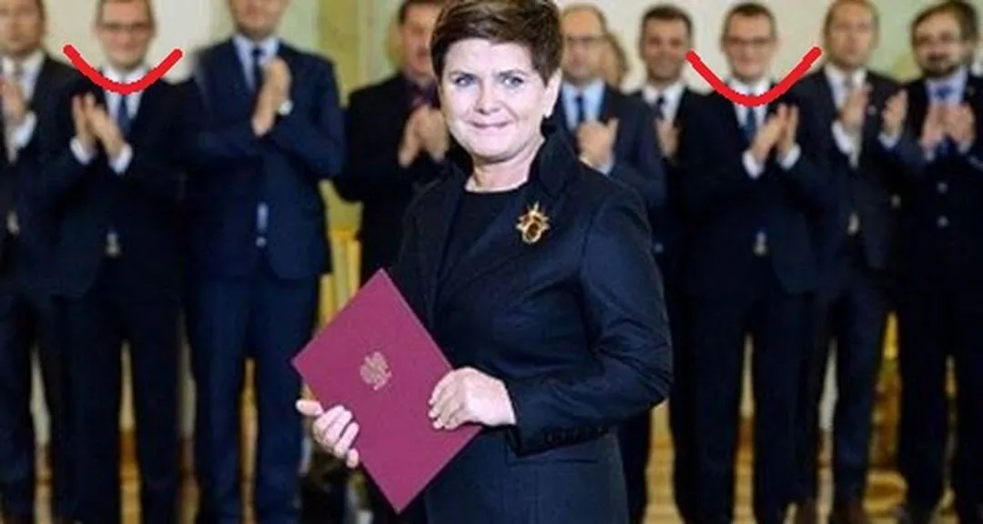 Beata Szydło i "sklonowany" Paweł Szefernaker - przerobione zdjęcie Jacka Turczyka z PAP