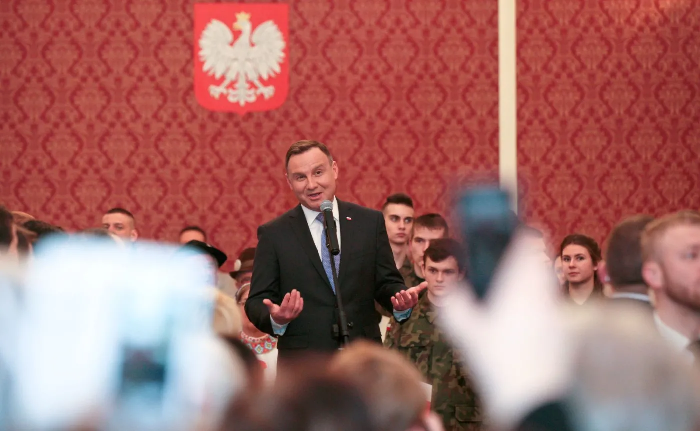 Prezydent Andrzej Duda przemawia w Żaganiu