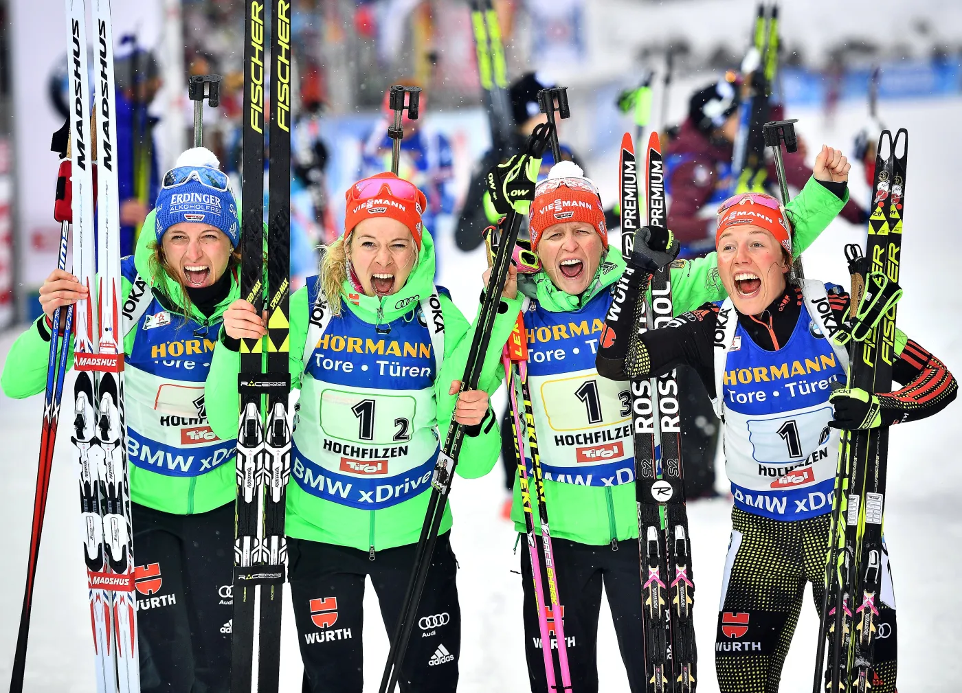 Vanessa Hinz, Maren Hammerschmidt, Franziska Hildebrand i Laura Dahlmeier 