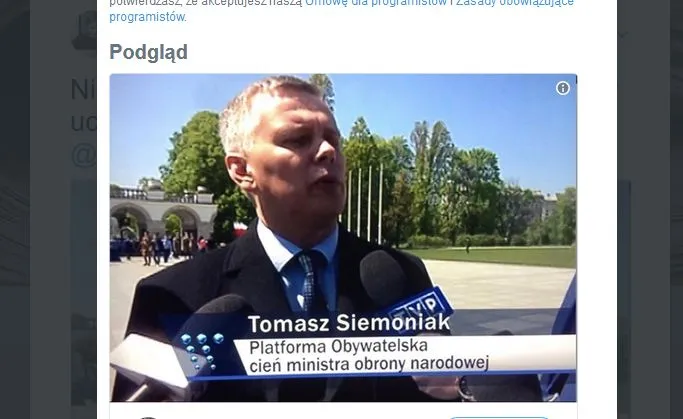 Podpis na belce w "Wiadomościach" TVP