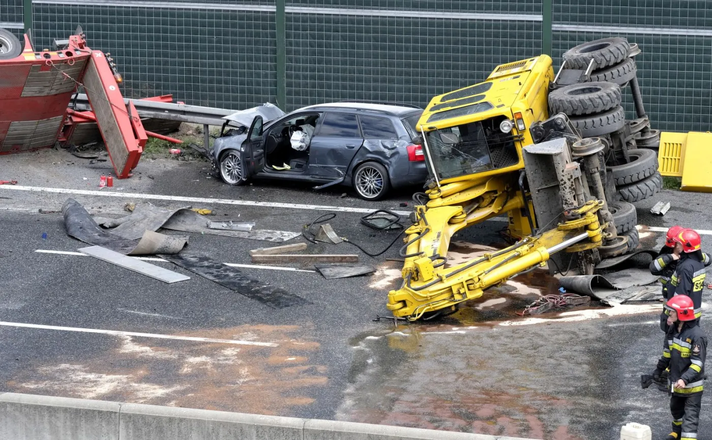 Wypadek na autostradzie A4 w Zabrzu