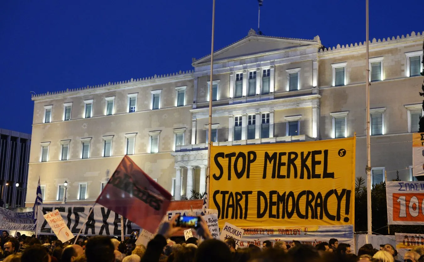 Protest przed greckim parlamentem