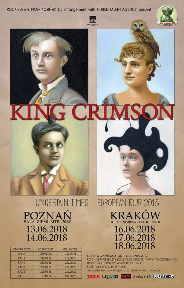 Plakat polskich koncertów King Crimson