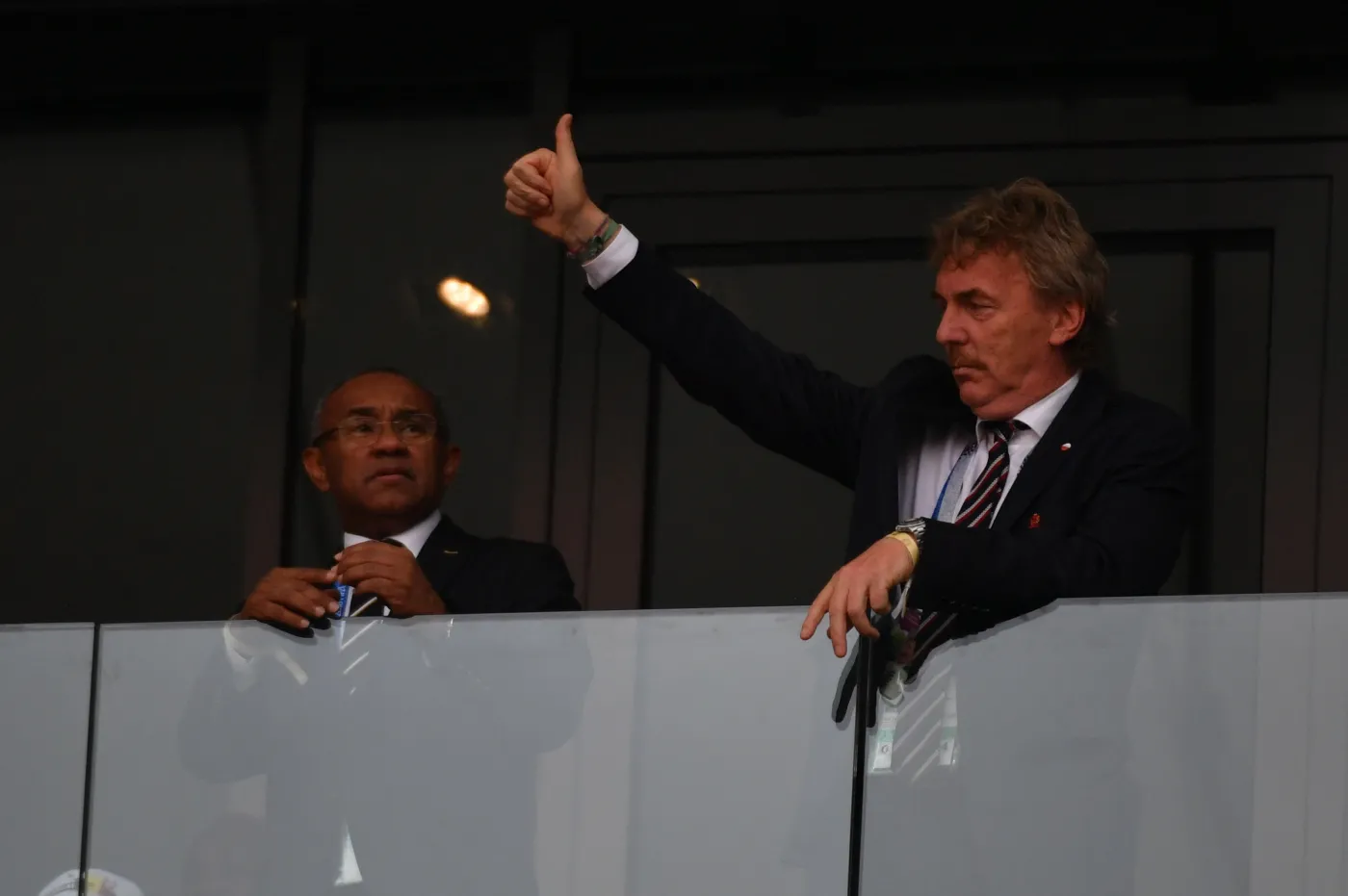 Prezes PZPN Zbigniew Boniek (P) przed meczem z Senegalem