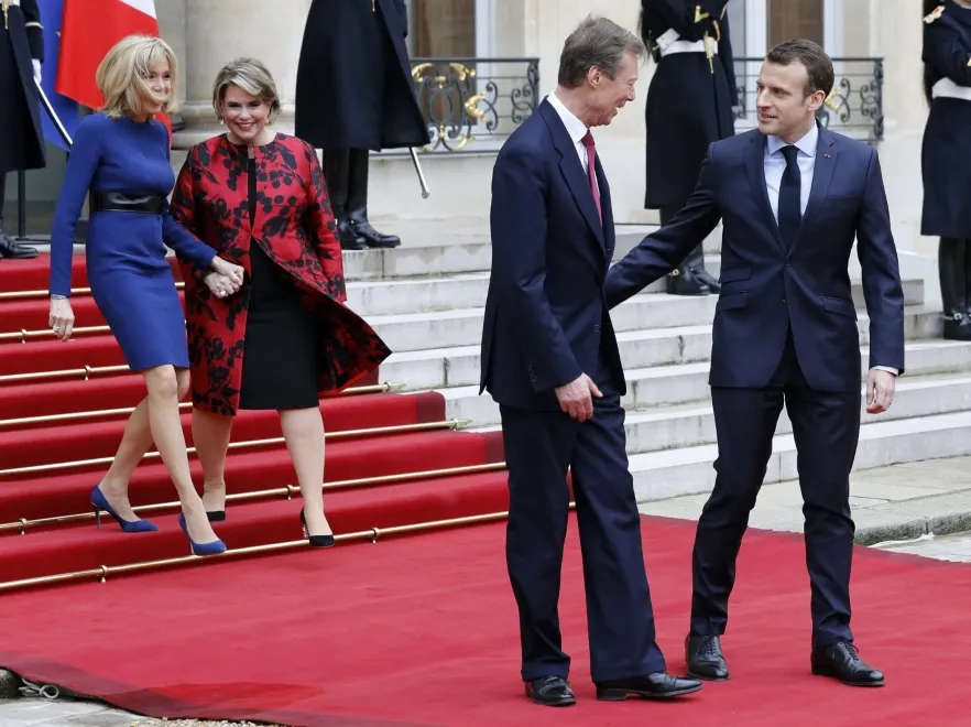 Brigitte Macron; księżna Maria Teresa; Emmanel Macron; Wielki Książę Henryk