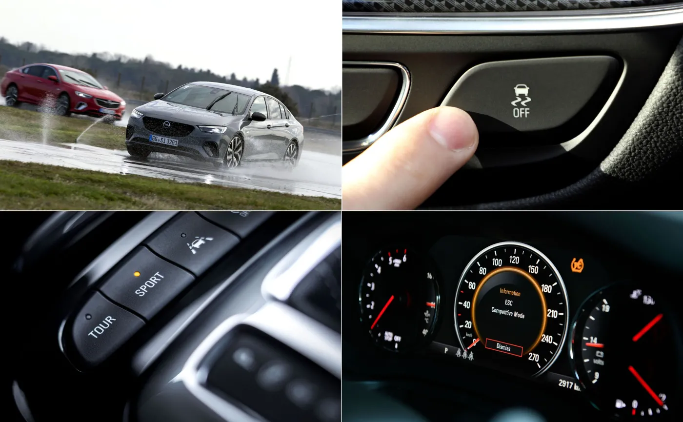 Insignia GSi Grand Sport to oaza spokoju na mokrym. Adaptacyjne zawieszenie FlexRide jest seryjne. Tryby jazdy zmieniają reakcję silnika na gaz, jego brzmienie. Dwukrotne naciśniecie guzika ESP włącza tryb Competitive, który dopuszcza jazdę lekkimi poślizgami  