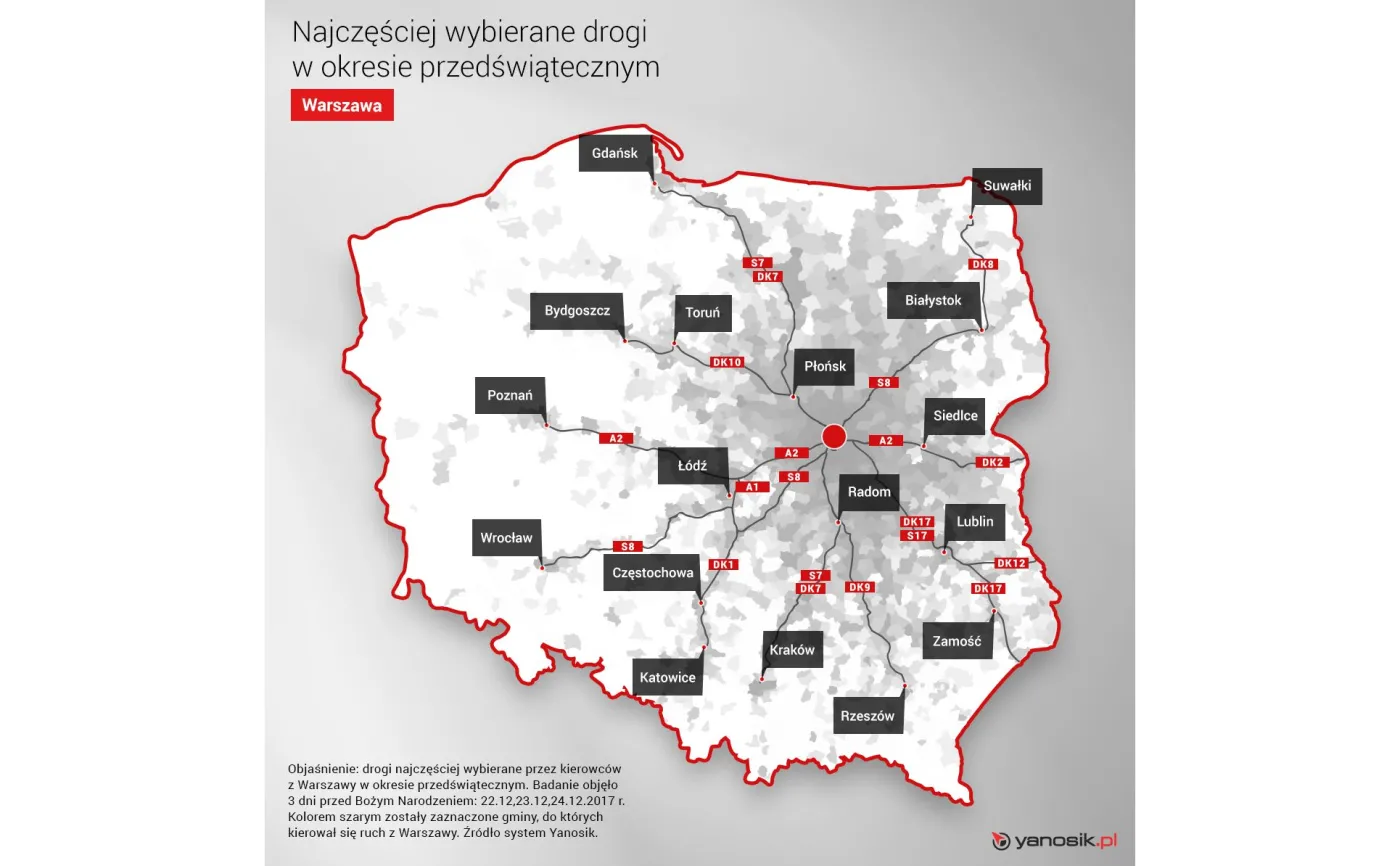Ruch przedświąteczny z Warszawy 