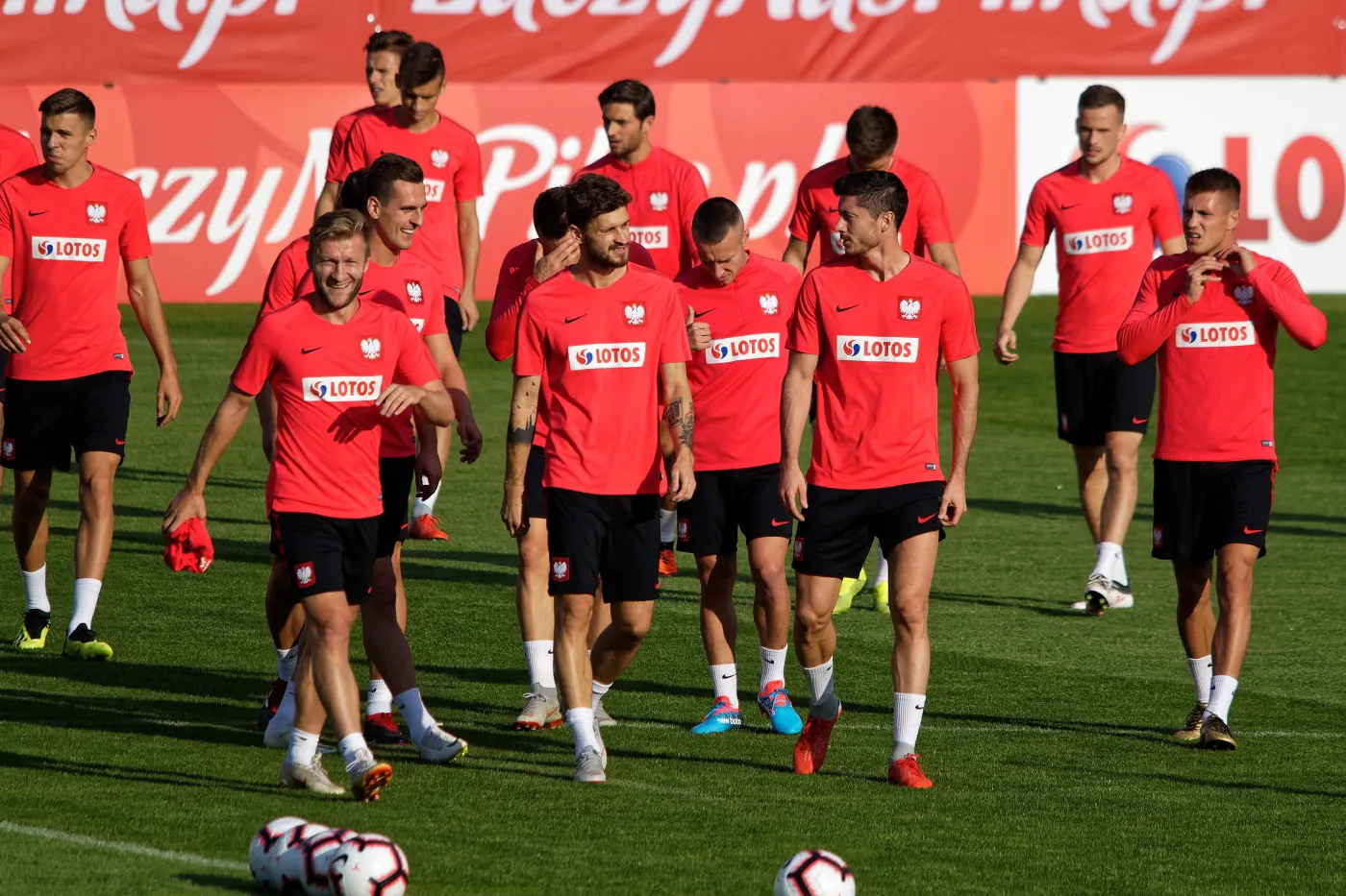 Piłkarze reprezentacji Polski podczas treningu we Wrocławiu