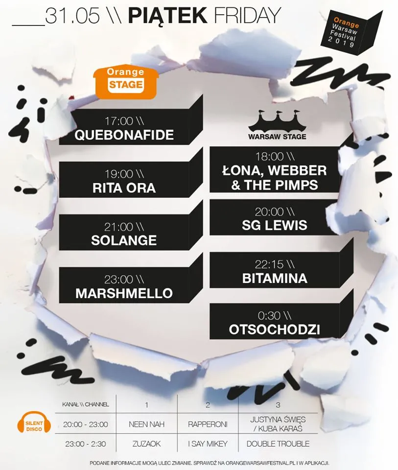 Plan godzinow festiwalu - piątek 