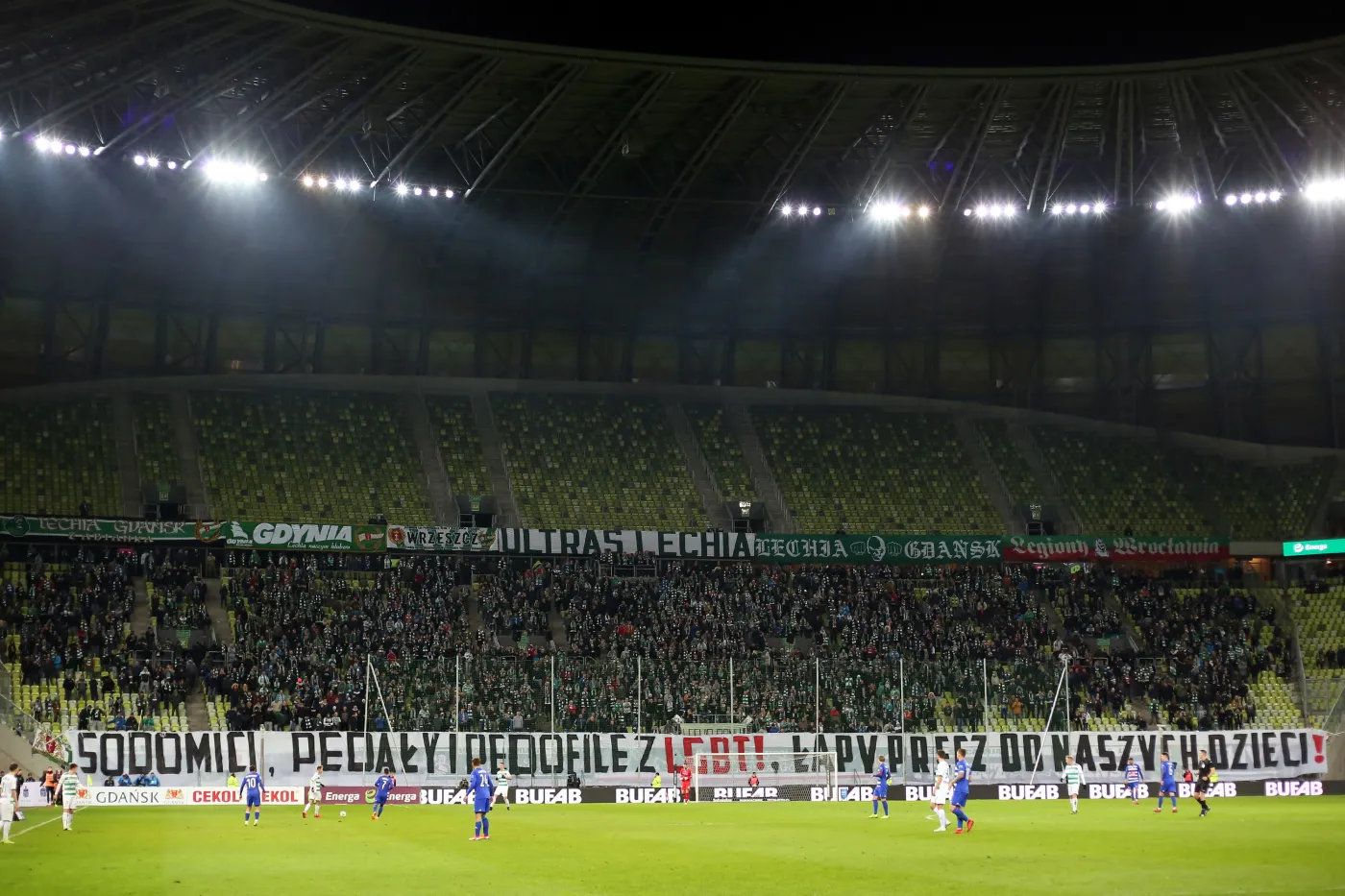 Transparent na meczu w Gdańsku