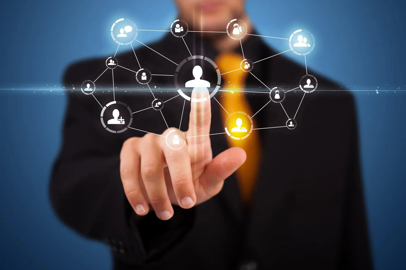 Mężczyzna w wirtualnym otoczeniu