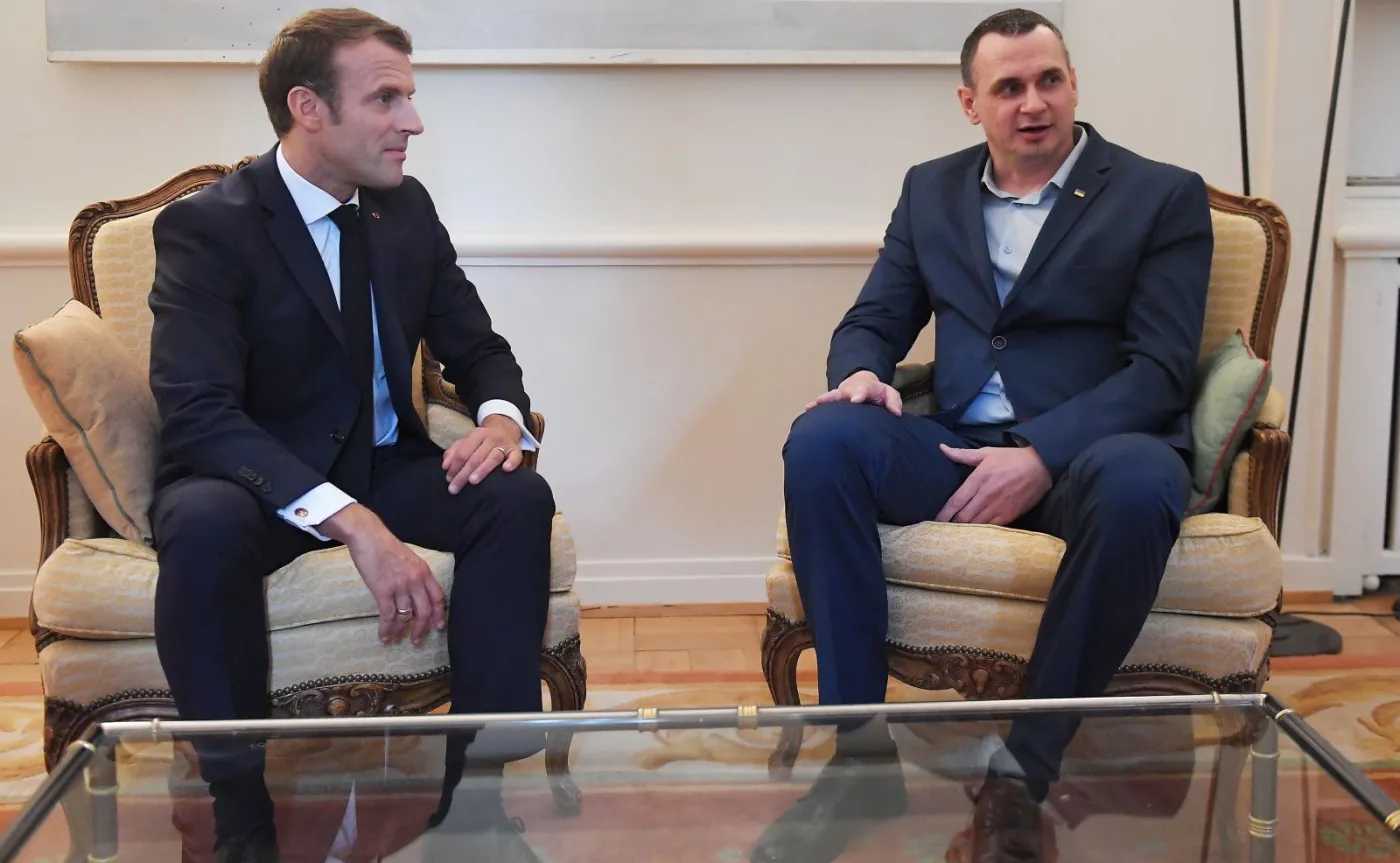 Emmanuel Macron i Ołeh Sencow