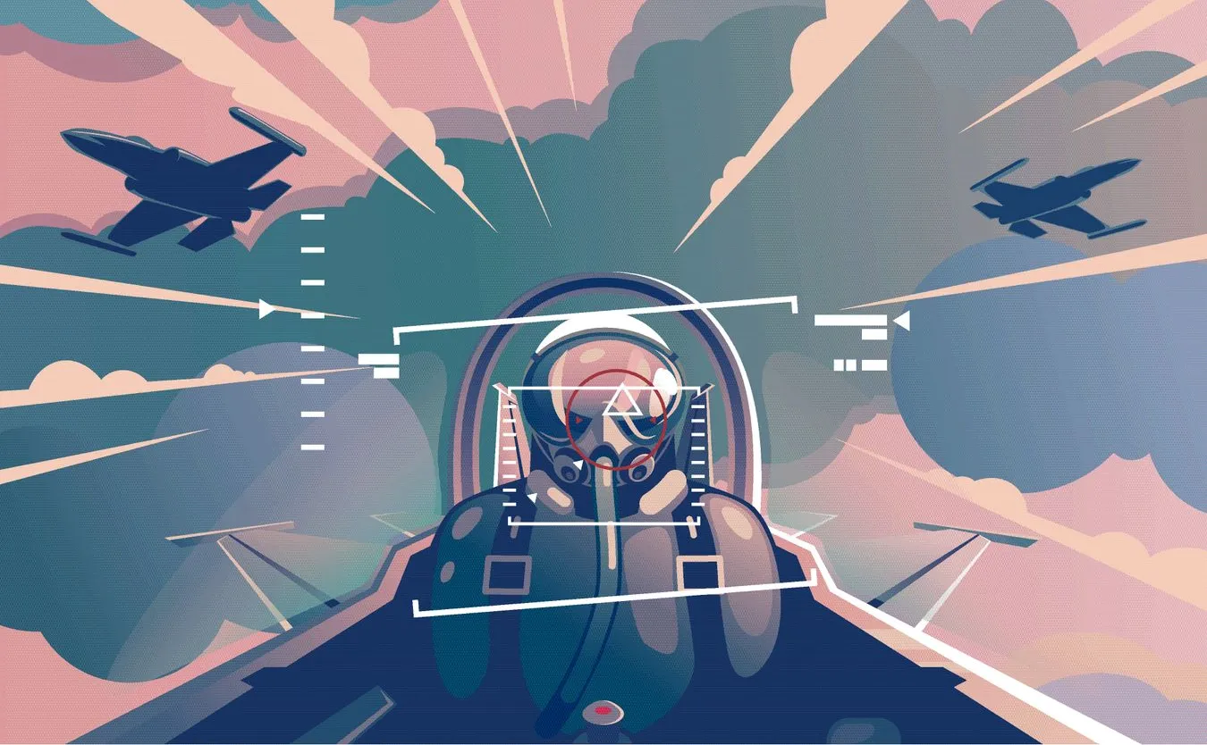 Pilot myśliwca, kokpit - grafika